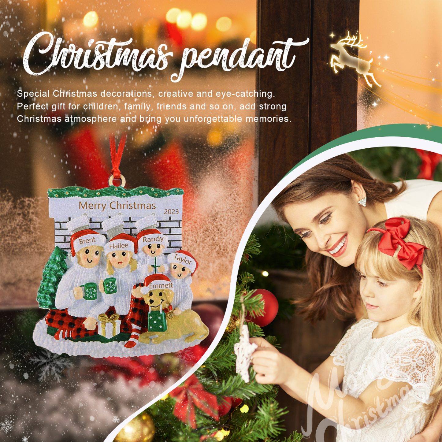 5 Names - Personalised Christmas Ornaments Customised Text & Date Xmas Wooden Decor Gifts for Family Friends-Jessemade AU