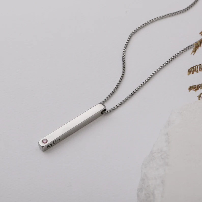 Personalised Projection Necklace Love Style 3D Bar Photo Necklace Gifts For Men-Jessemade AU