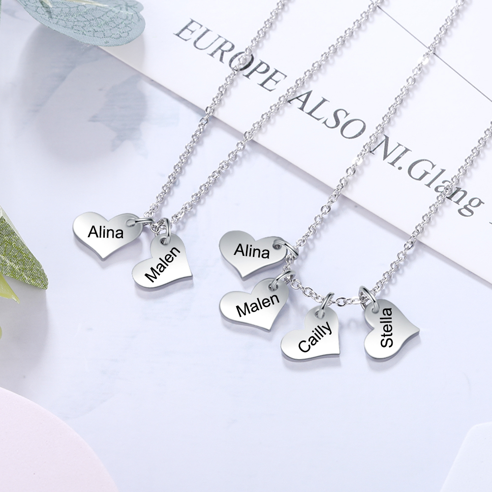Jessemade Personalised 2 Names-Hearts Necklace For Her-Jessemade AU