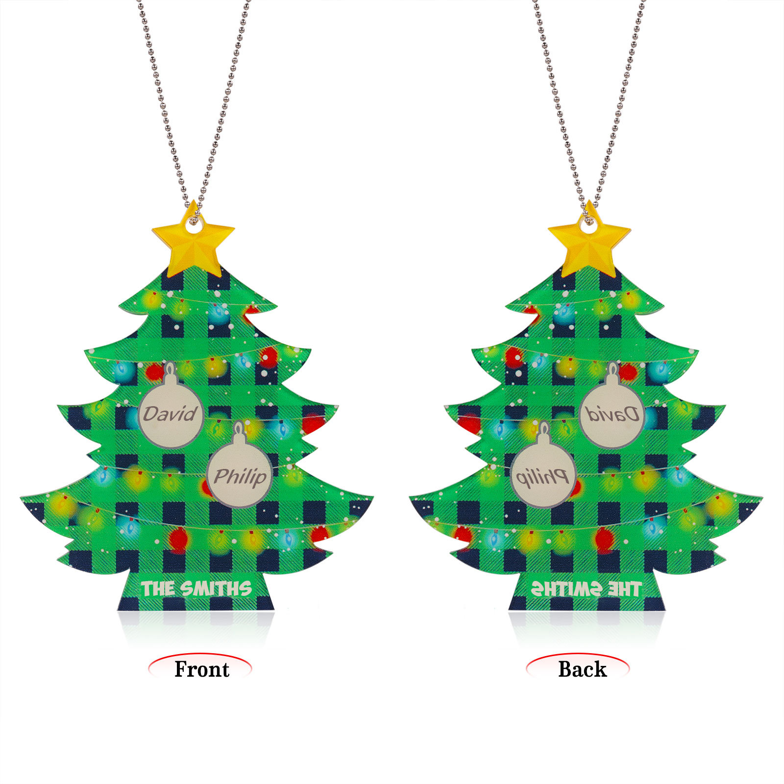 2 Names - Personalised Acrylic Christmas Tree Ornaments Customised Text & Name Xmas Pendant Gifts for Family Friends-Jessemade AU