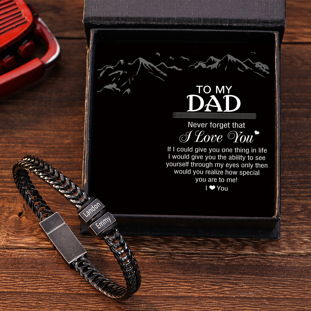 2 Names - Men's Vintage Bracelet Customised Name Stainless Steel Bracelet Personalised Gift for Dad-Jessemade AU