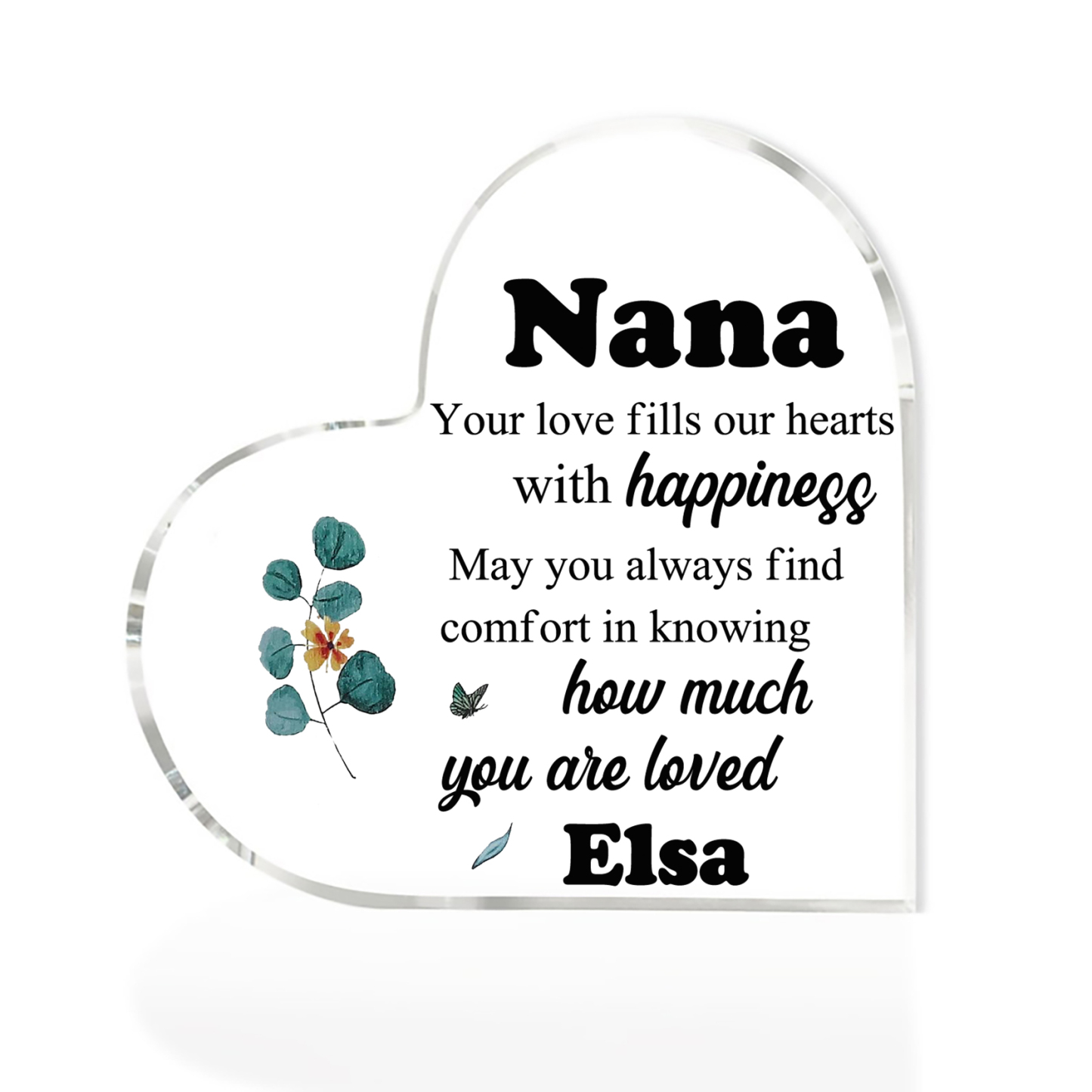 Personalised Acrylic Heart Keepsake with Name Heart Sign Special Gift for Nana-Jessemade AU