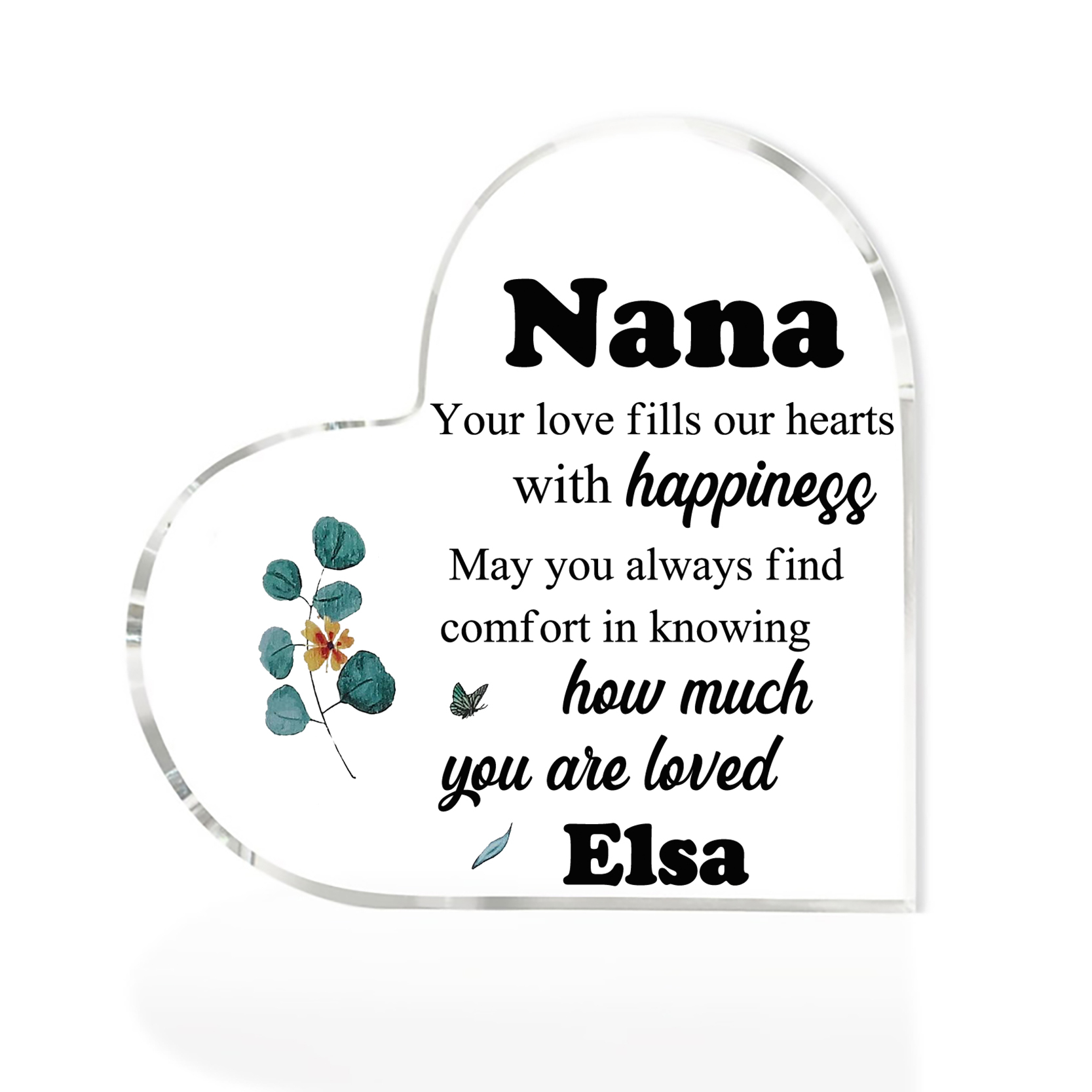 Personalised Acrylic Heart Keepsake with Name Heart Sign Special Gift for Nana-Jessemade AU
