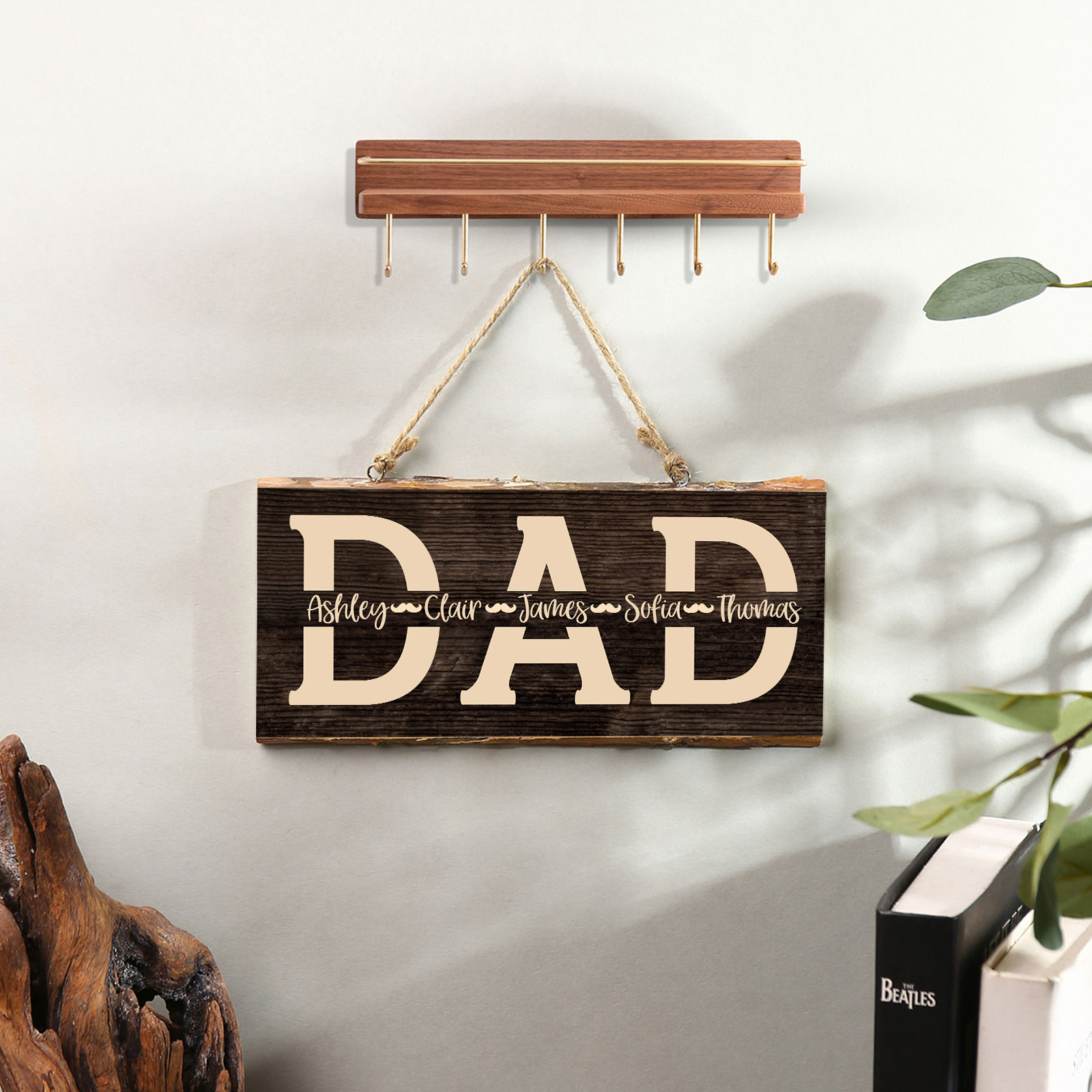 Personalised Text Rectangle Hanging Ornament Custom Dad Wooden Sign Home Decor Father's Day Gifts-Jessemade AU