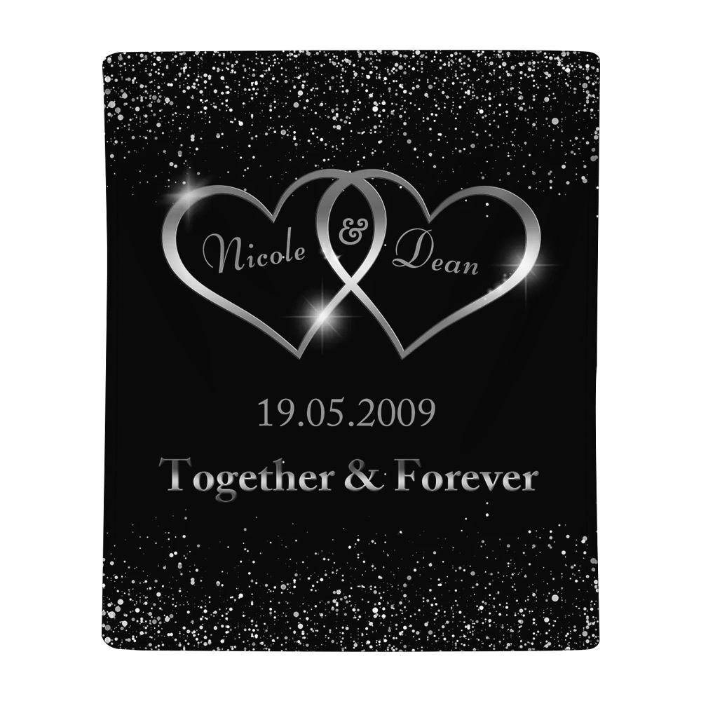 Personalised Couples Blanket Customised 2 Names & Date & Text Blanket Love Valentine's Day Gifts for Him/Her-Jessemade AU