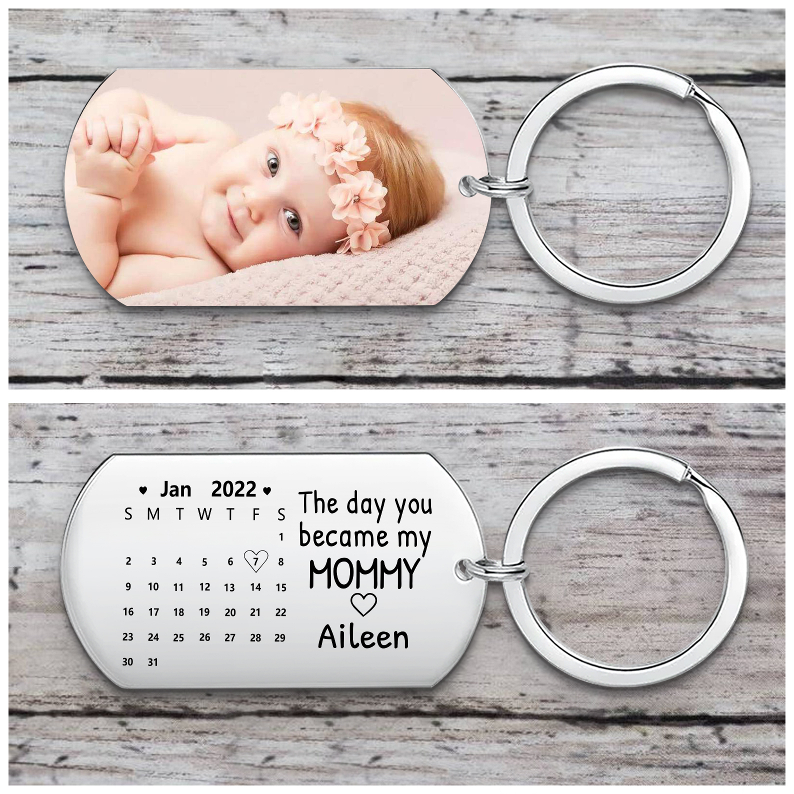 Personalised Calendar Keychain Custom Photo & Name Keychain - The Day You Became My Daddy/Mommy/Mummy-Jessemade AU