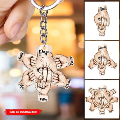 Personalised Fist Bump Keychain Engrave 2 Names Acrylic Keyring Father's Day Gifts-Jessemade AU