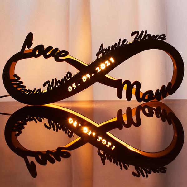 Custom Infinity You and Me Night Light Engraved 2 names Wood Lamp Home Decoration Gift-Jessemade AU