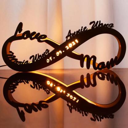 Custom Infinity You and Me Night Light Engraved 2 names Wood Lamp Home Decoration Gift-Jessemade AU