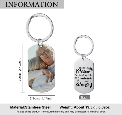 Personalised Photo Keychain Memorial Gift "I'm A Wife To A Husband With Wings"-Jessemade AU