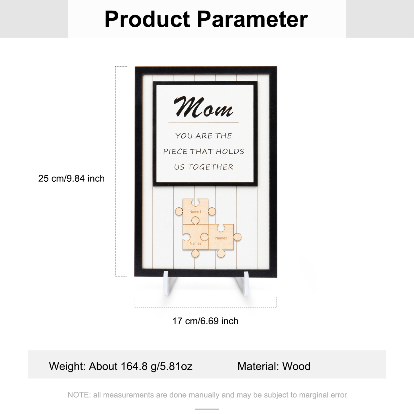 Mom Puzzle Sign Personalised 3 Names Wooden Sign Family Gifts-Mom You Are the Piece that Holds Us Together-Jessemade AU