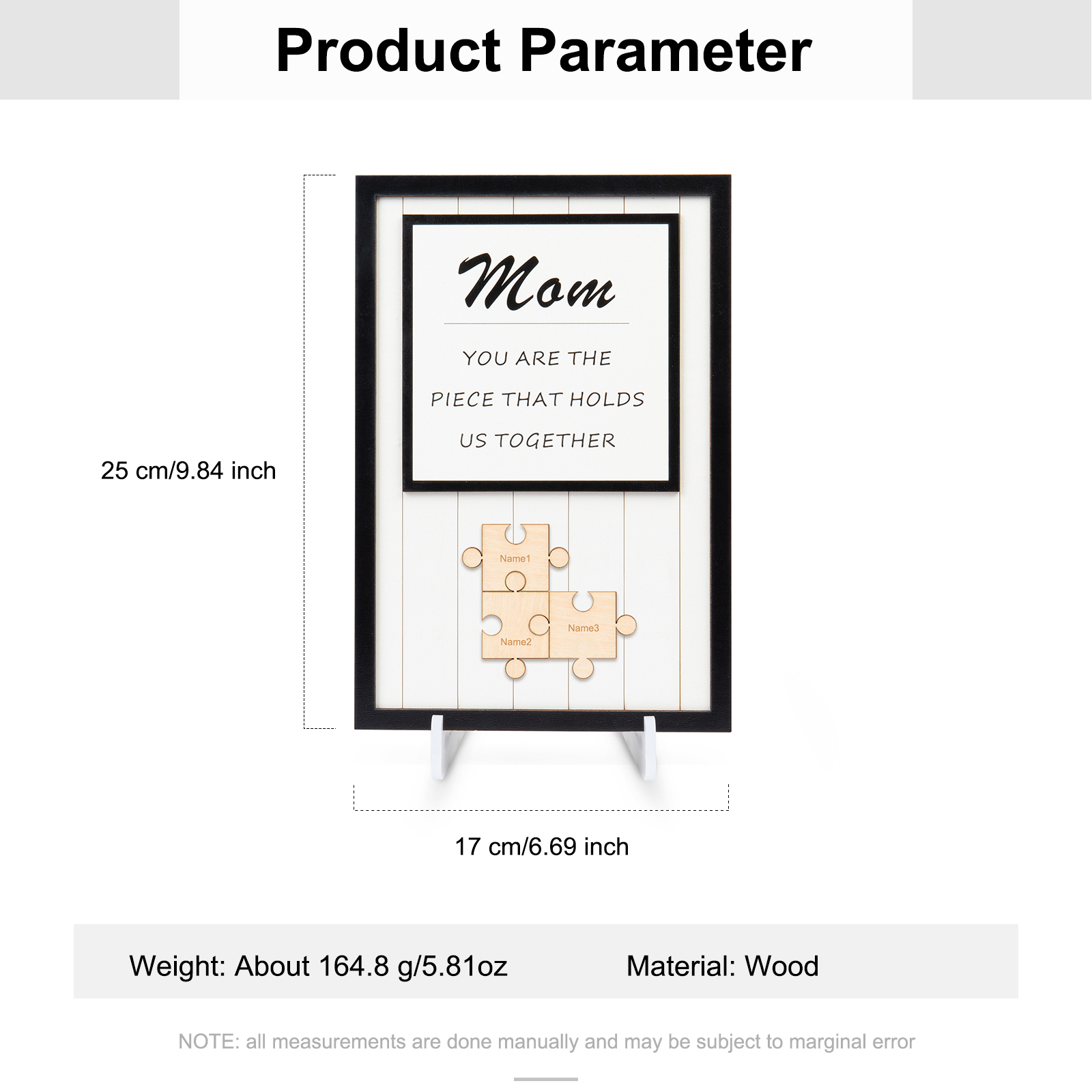 Mom Puzzle Sign Personalised 3 Names Wooden Sign Family Gifts-Mom You Are the Piece that Holds Us Together-Jessemade AU