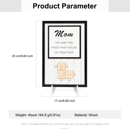 Mom Puzzle Sign Personalised 3 Names Wooden Sign Family Gifts-Mom You Are the Piece that Holds Us Together-Jessemade AU