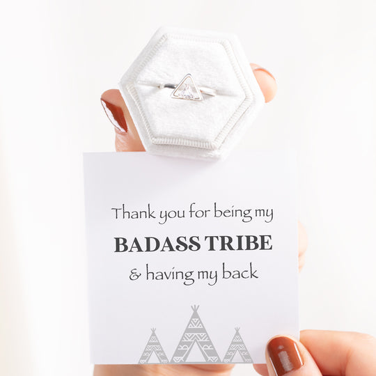To My Best Friend, Thank you for being my badass tribe, Triangle Ring With Card, Gifts For Her-Jessemade AU