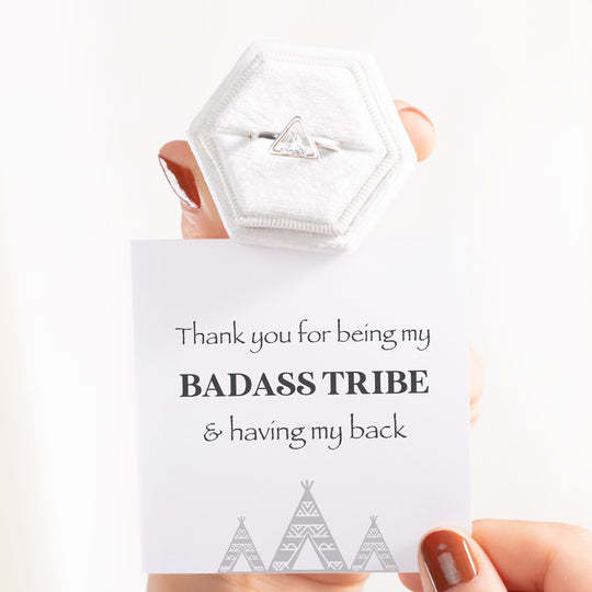 To My Best Friend, Thank you for being my badass tribe, Triangle Ring With Card, Gifts For Her-Jessemade AU