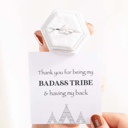 To My Best Friend, Thank you for being my badass tribe, Triangle Ring With Card, Gifts For Her-Jessemade AU