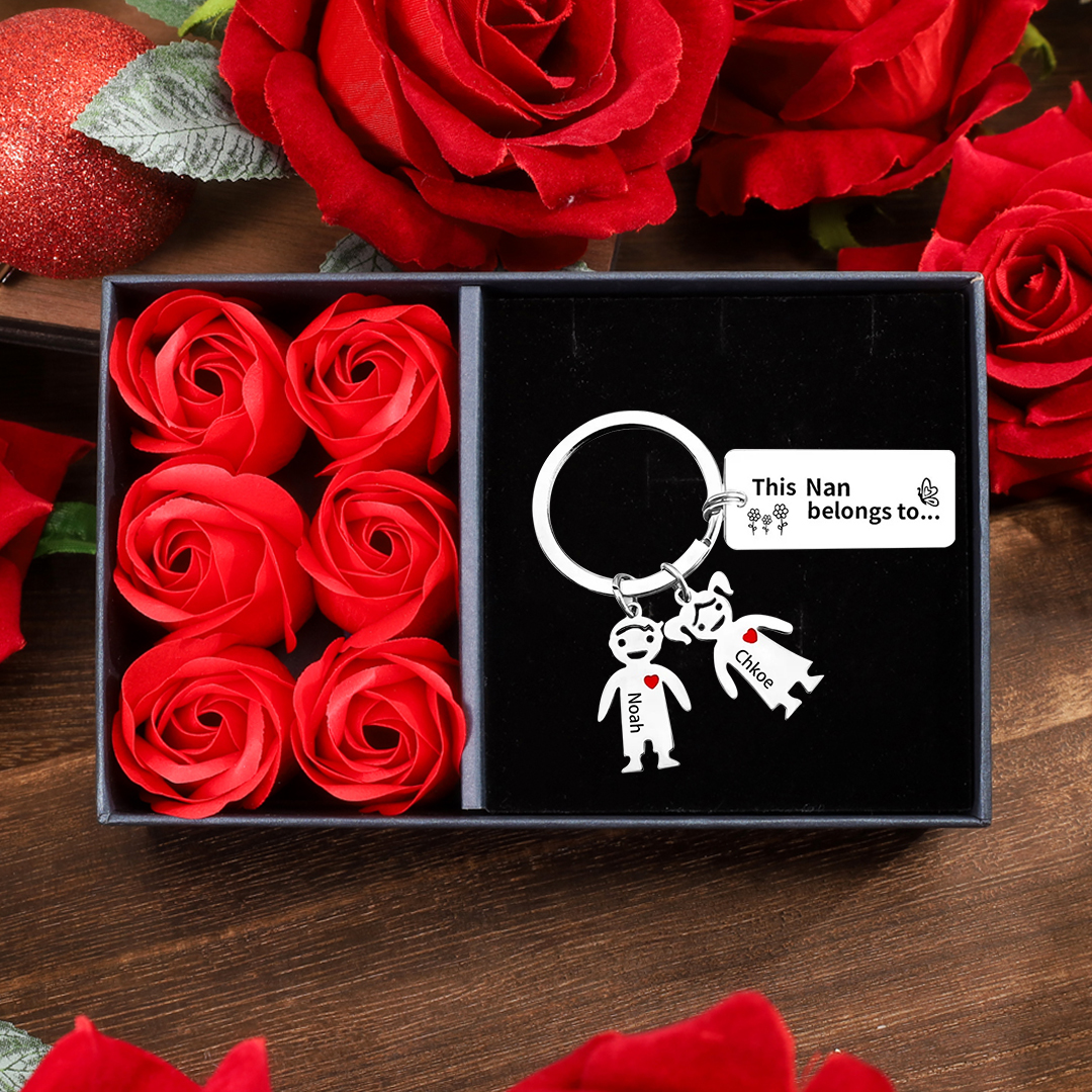 2 Names - Personalised Keychain with Kid Charms Engraved Names Keychain Mother's Day Gift for Mum/Nan-Jessemade AU