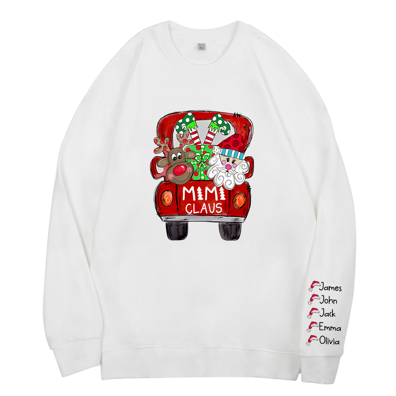 5 Names - Personalised Christmas Sweatshirt Custom Name & Text Sweatshirt Mimi Claus Sweatshirt Gift for Family -Jessemade AU