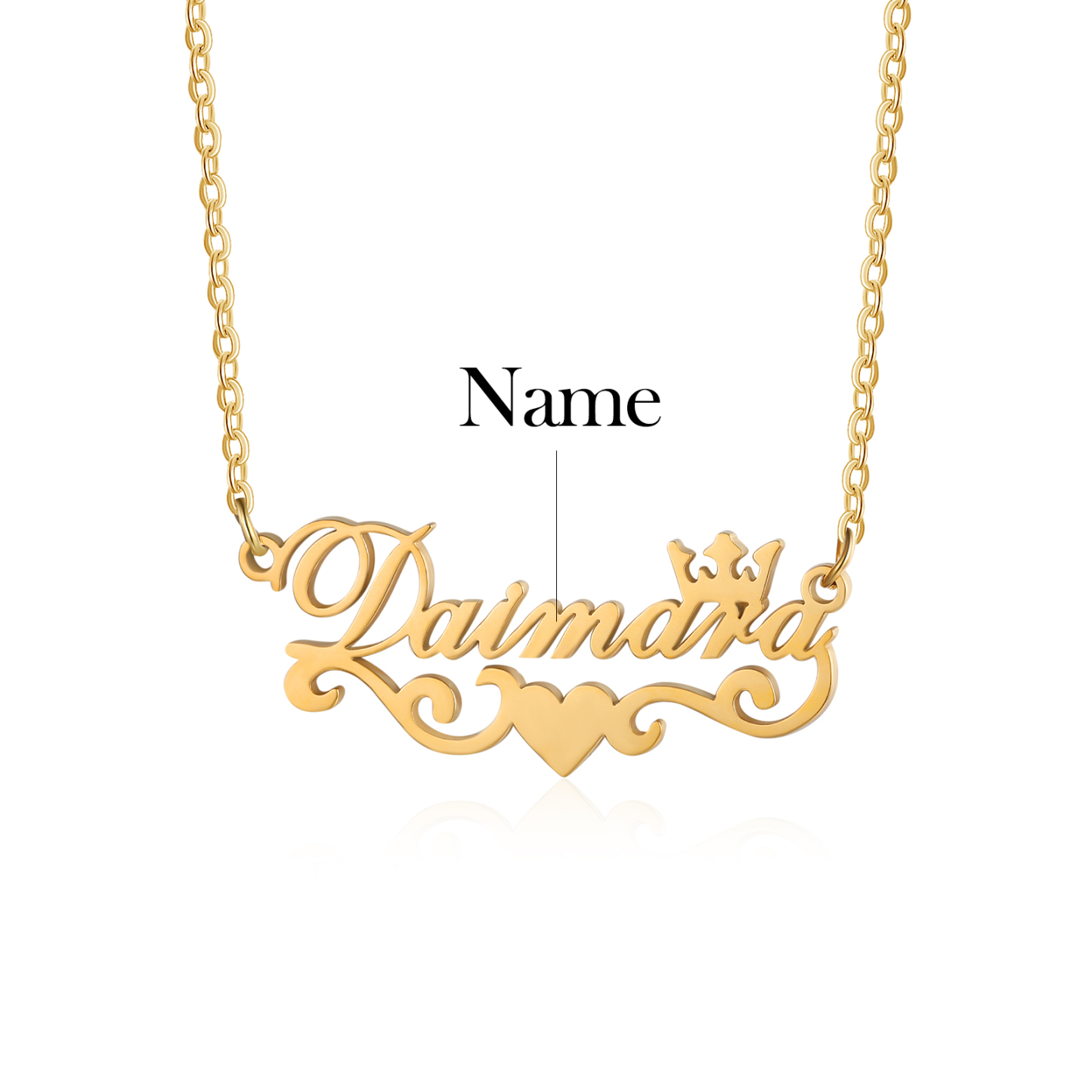 Crown Name Necklace Heart Personalised Name Necklaces Christmas Gift-Jessemade AU