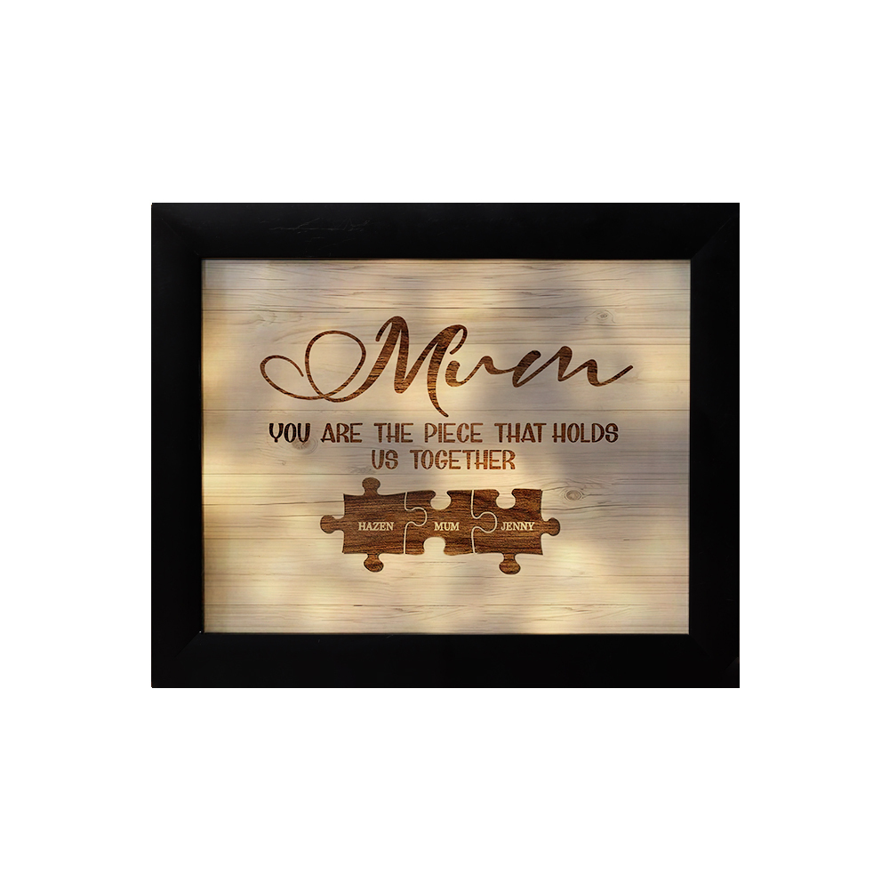 Personalised Mum Puzzle Picture Frame With Light Custom 3 Names Decor Gifts For Mother - You are the piece that holds us together-Jessemade AU