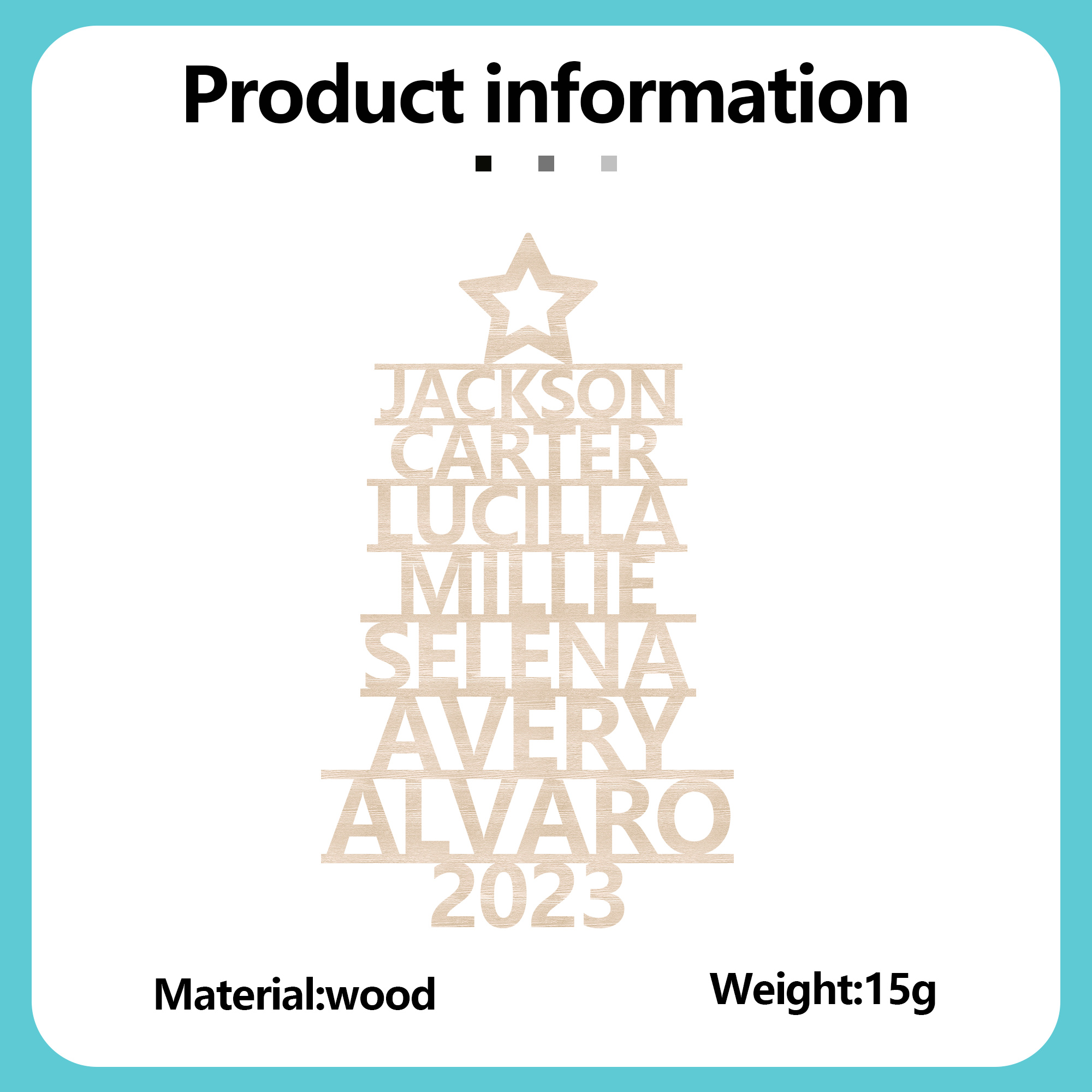 7 Names - Personalised Christmas Tree Ornaments Customised Name Xmas Wooden Decor Gifts for Family Friends-Jessemade AU