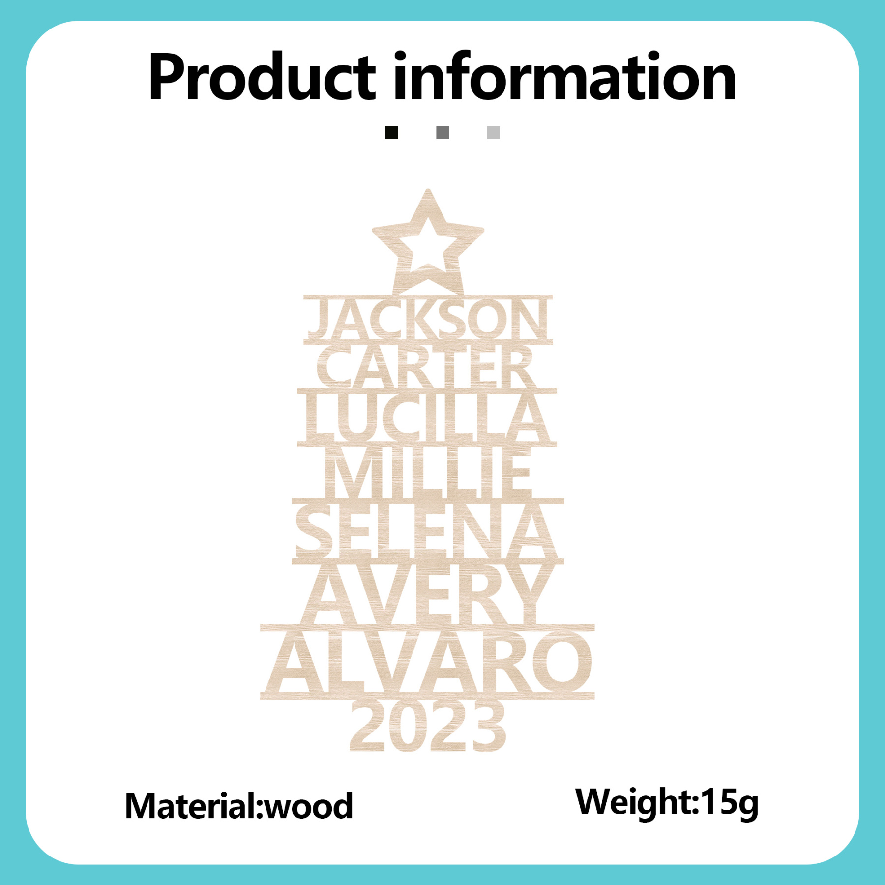 7 Names - Personalised Christmas Tree Ornaments Customised Name Xmas Wooden Decor Gifts for Family Friends-Jessemade AU