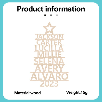7 Names - Personalised Christmas Tree Ornaments Customised Name Xmas Wooden Decor Gifts for Family Friends-Jessemade AU