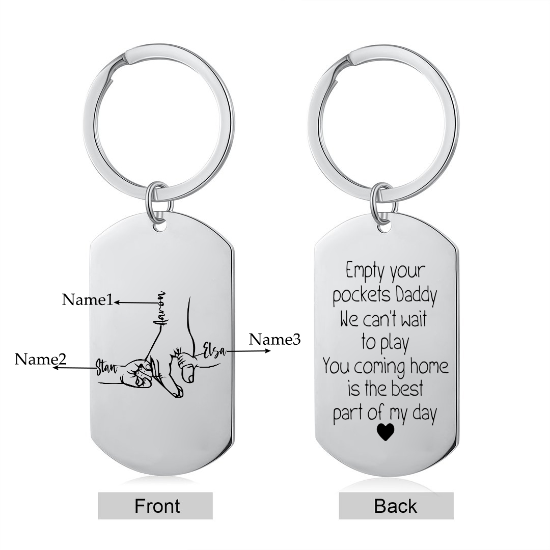 Personalised 3 Names Holding Hands Keychain Gifts for Daddy - You Coming Home Is The Best Part Of My Day-Jessemade AU