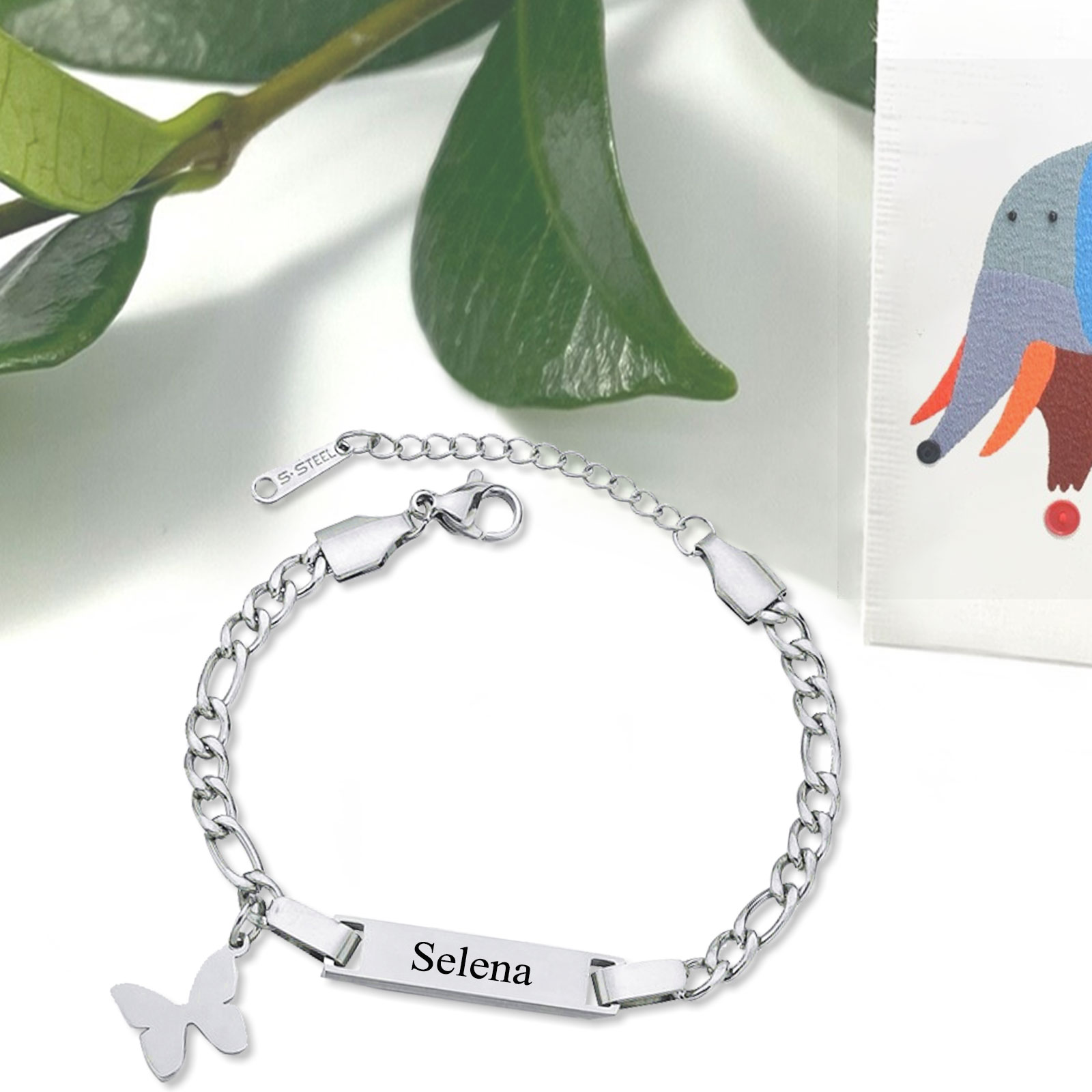 Custom Name Bracelet Cuban Chain Bracelet Personalised Butterfly Bracelet Love Gifts-Jessemade AU