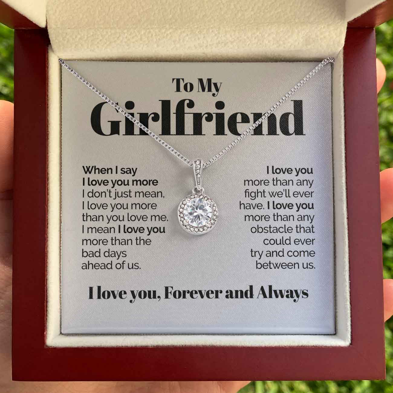 To My Girlfriend Necklace Round Pendant Necklace Valentine's Day Gift for Her - I Love You Forever and Always-Jessemade AU