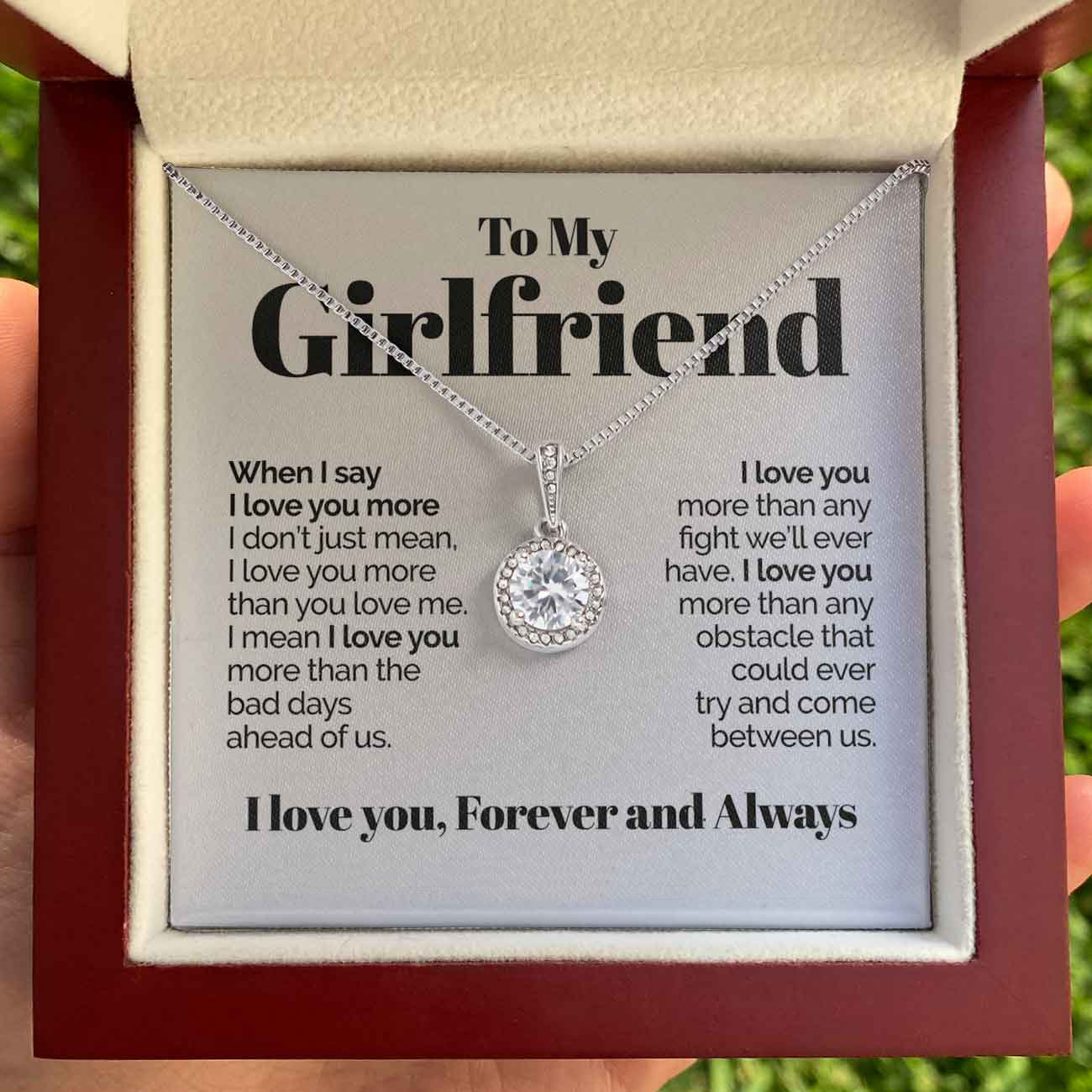 To My Girlfriend Necklace Round Pendant Necklace Valentine's Day Gift for Her - I Love You Forever and Always-Jessemade AU