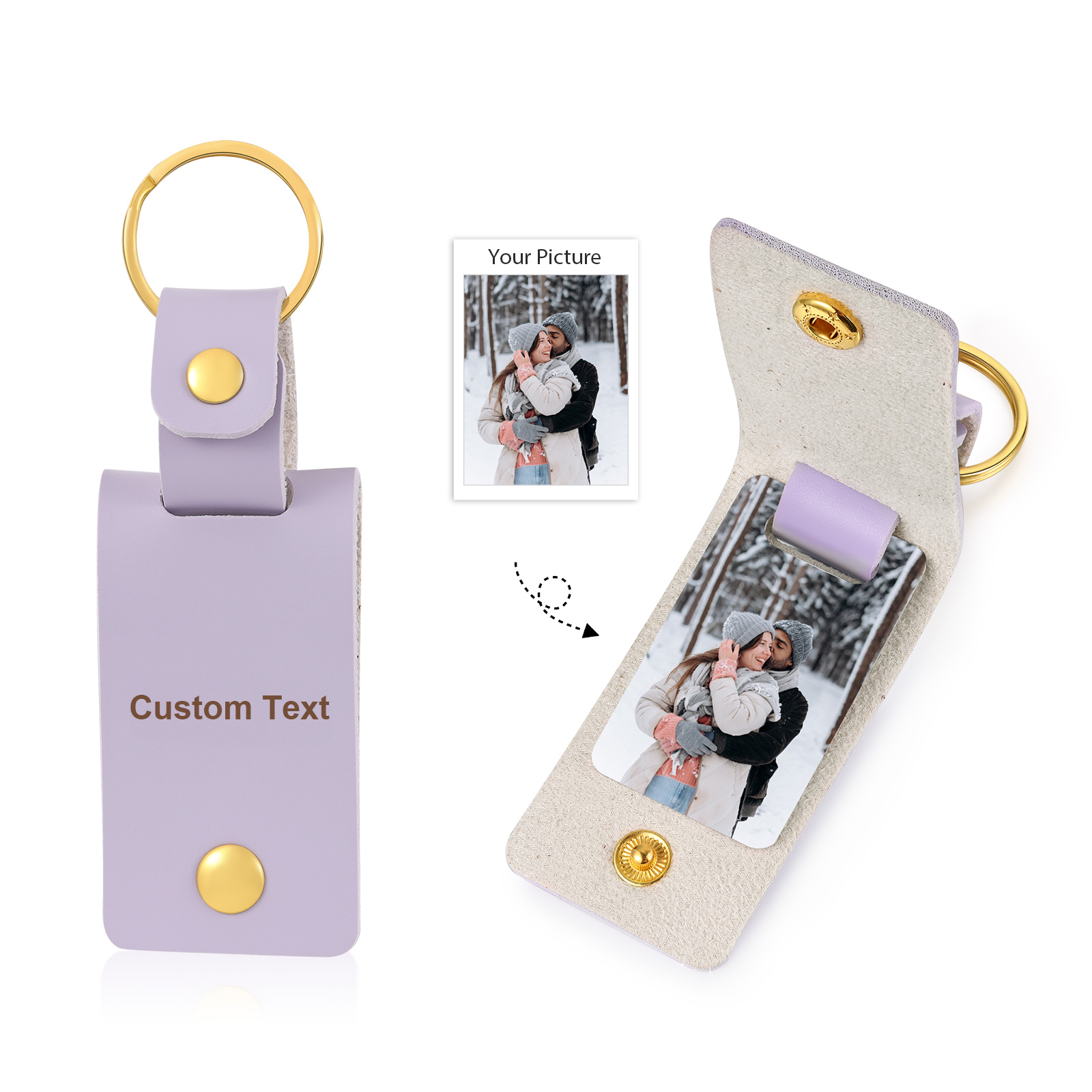 Personalised Photo Keychain Customised with Text Leather Keyring Couple Keychain Gift for Him/her-Jessemade AU