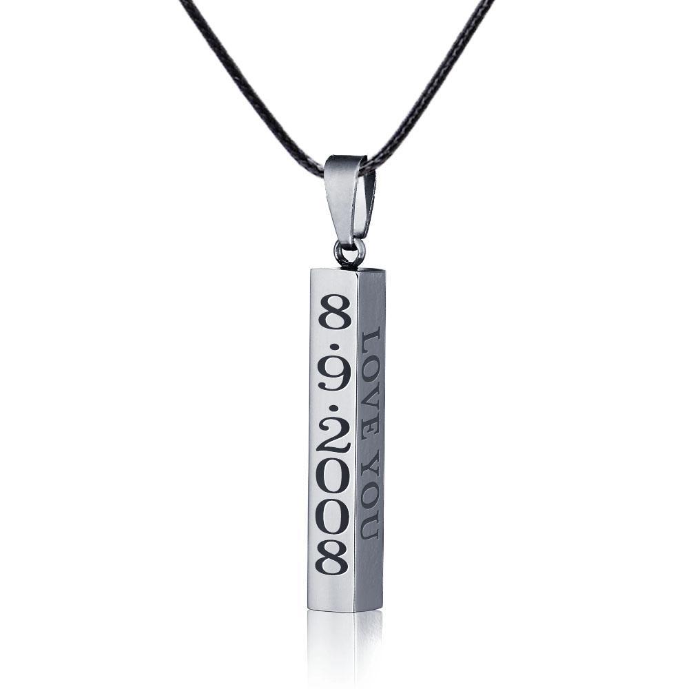 Personalised 4 Sides 3D  Vertical Bar Necklace-Jessemade AU