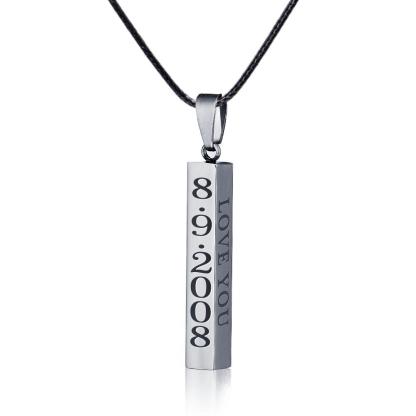 Personalised 4 Sides 3D  Vertical Bar Necklace-Jessemade AU