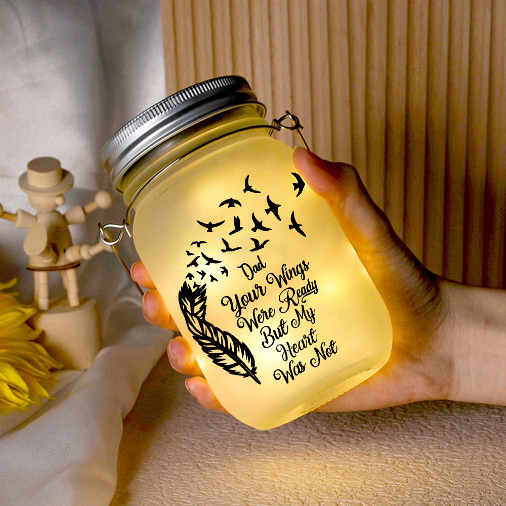 Memorial Bottle Night Light "Your Wings Were Ready But My Heart Was Not" Memorial Jar Memorial Solar Light-Jessemade AU