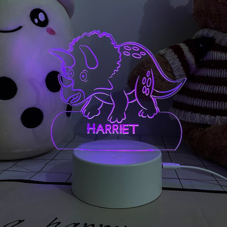 Personalised Rhino Home Decoration Lamp With Custom Name Night Light Kid's Bedroom Decor Children's LED Light-Jessemade AU