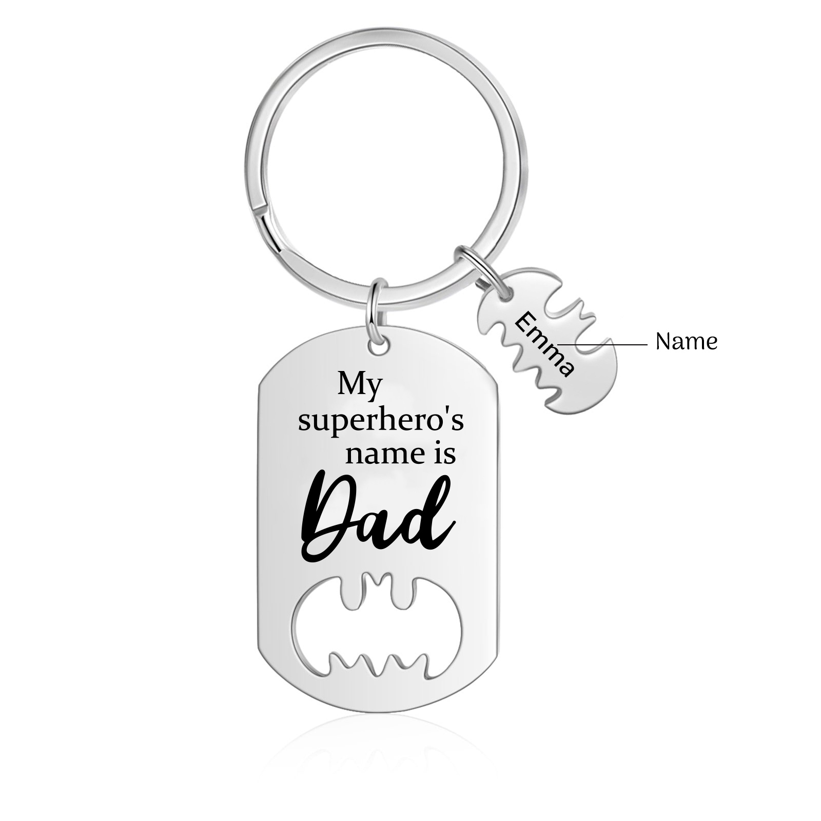 Personalised 1 Name Bat Keychain Father Keychain Gifts for Batman Dad - My Superhero's Name Is Dad-Jessemade AU