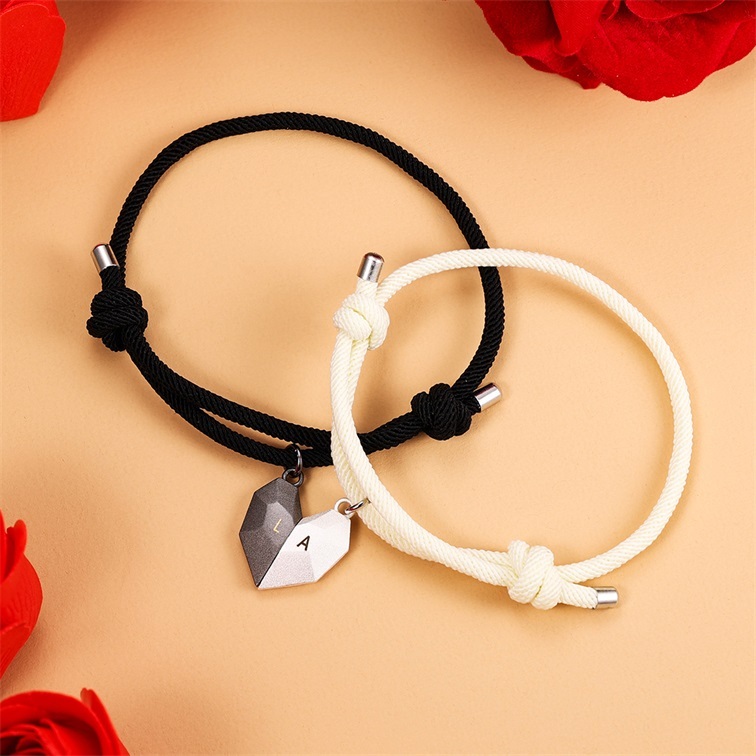 Personalised Couple Magnetic Bracelet Set Two Souls One Heart Matching Bracelet-Jessemade AU
