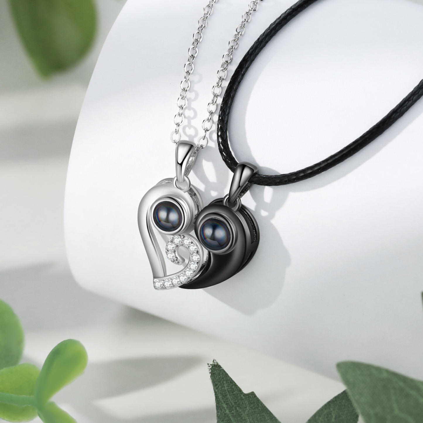 Personalised Heart Couple Necklace Set Custom Photo Projection Necklace Romantic Gifts For Him/Her-Jessemade AU