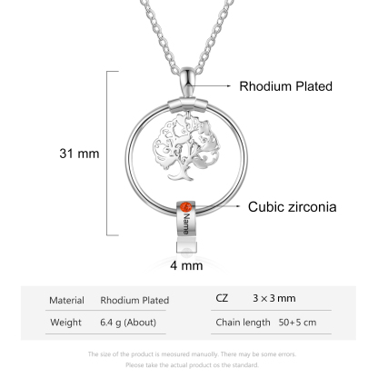 Personalised Family Tree Necklace With 1 Birthstones Engraved Names Gift For Mother-Jessemade AU