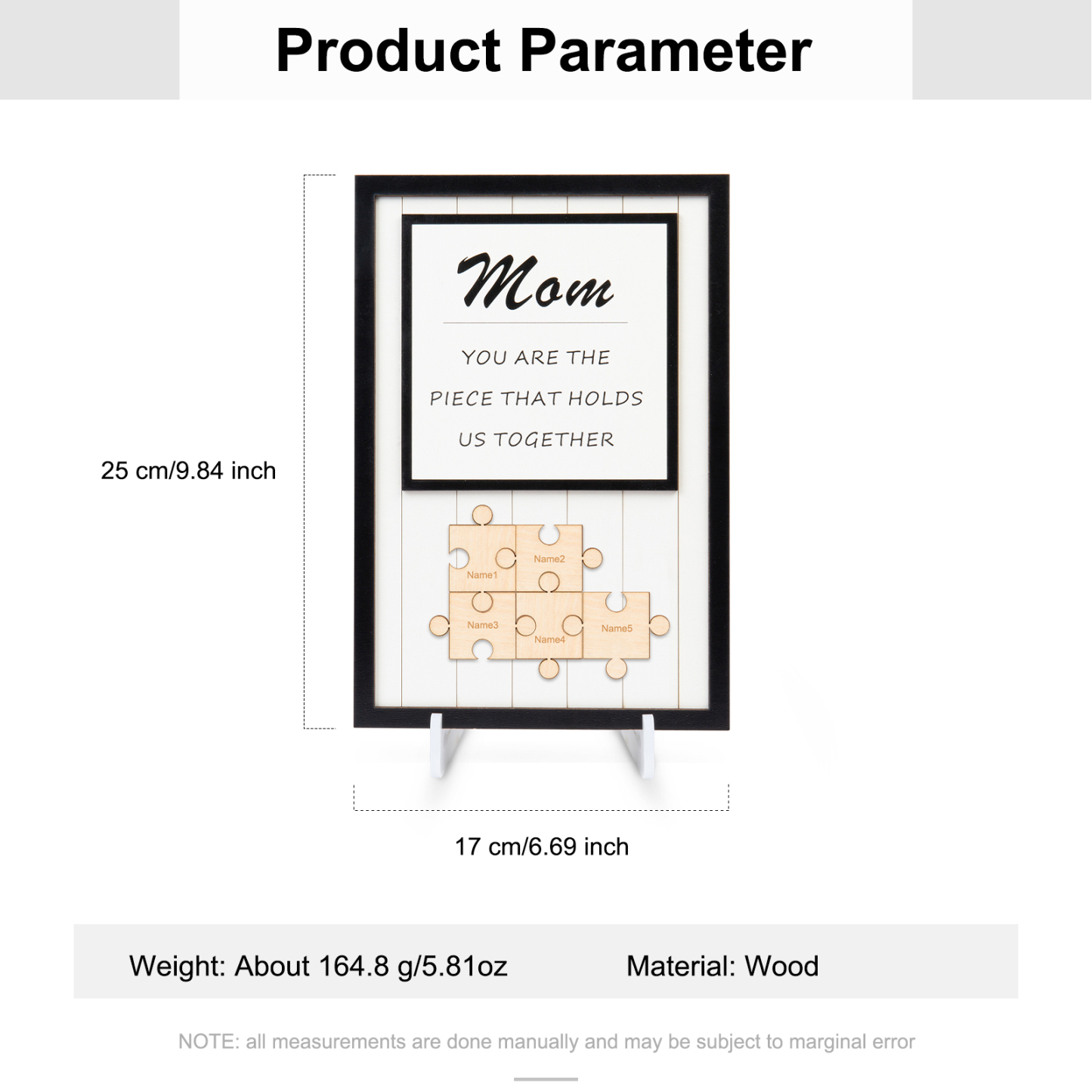 Mom Puzzle Sign Personalised 5 Names Wooden Sign Family Gifts-Mom You Are the Piece that Holds Us Together-Jessemade AU