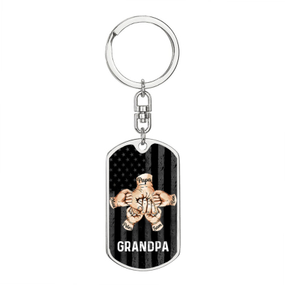 Custom Fist Bump Keychain Engrave 5 Names For Father/Grandpa-Jessemade AU