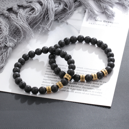 Father'day Grey Tiger Eye Men's 4 Names Bracelet-Jessemade AU