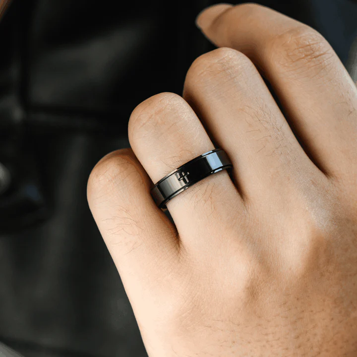 For Son-Cross Fidget Ring Anxiety Spinning Ring "Pray Through It"-Jessemade AU