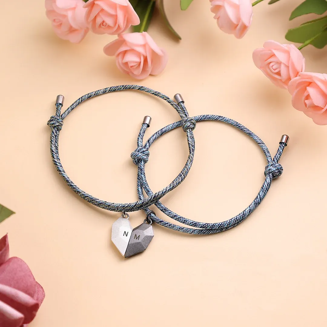 Personalised Two Souls One Heart Bracelet Magnetic Bracelet Set for Couple-Jessemade AU