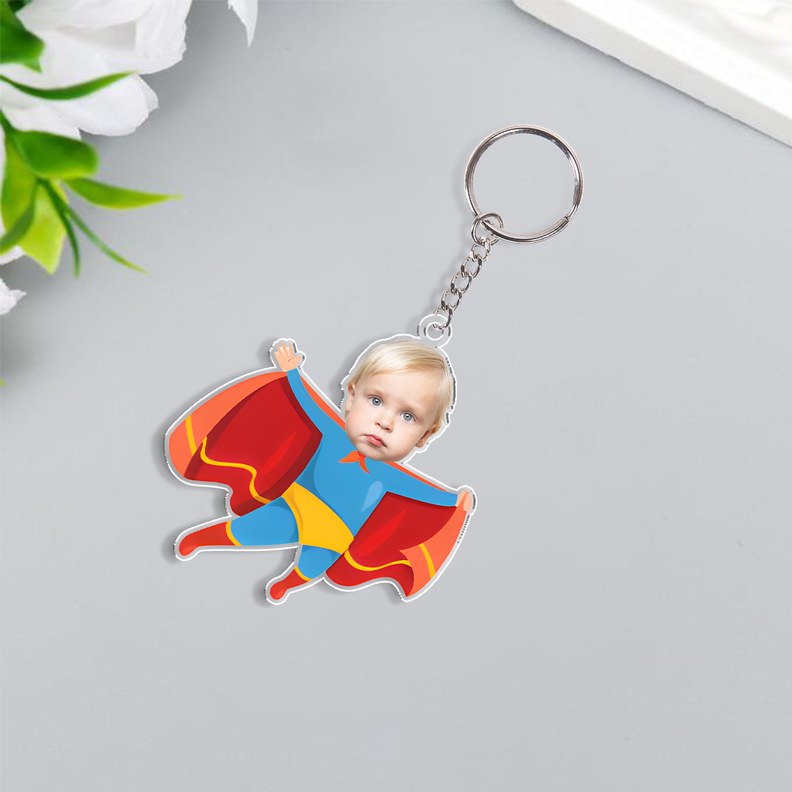 Personalised Superwoman Acrylic Keychain Custom Photo Funny Hanging Ornament Back to School Gift for Kids-Jessemade AU