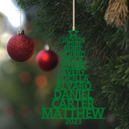 12 Names - Personalised Christmas Tree Ornaments Customised Name Xmas Wooden Decor Gifts for Family Friends-Jessemade AU