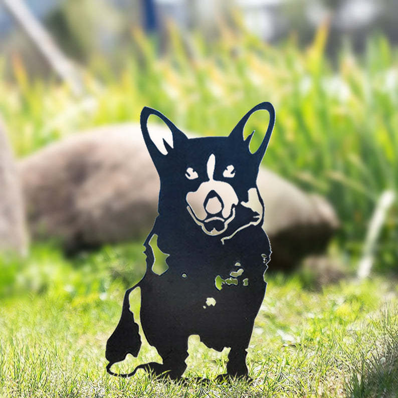 Corgi Metal Dog Silhouette Garden Yard Decoration-Jessemade AU