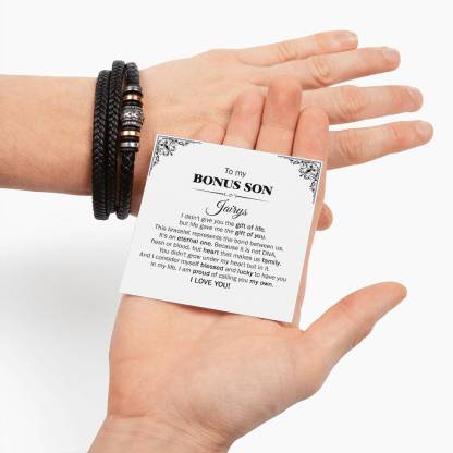 To My Son Bracelet Personalised Name Message Card Braided Leather Bracelet Gift for Son - I Am Proud Of Calling You My Own-Jessemade AU