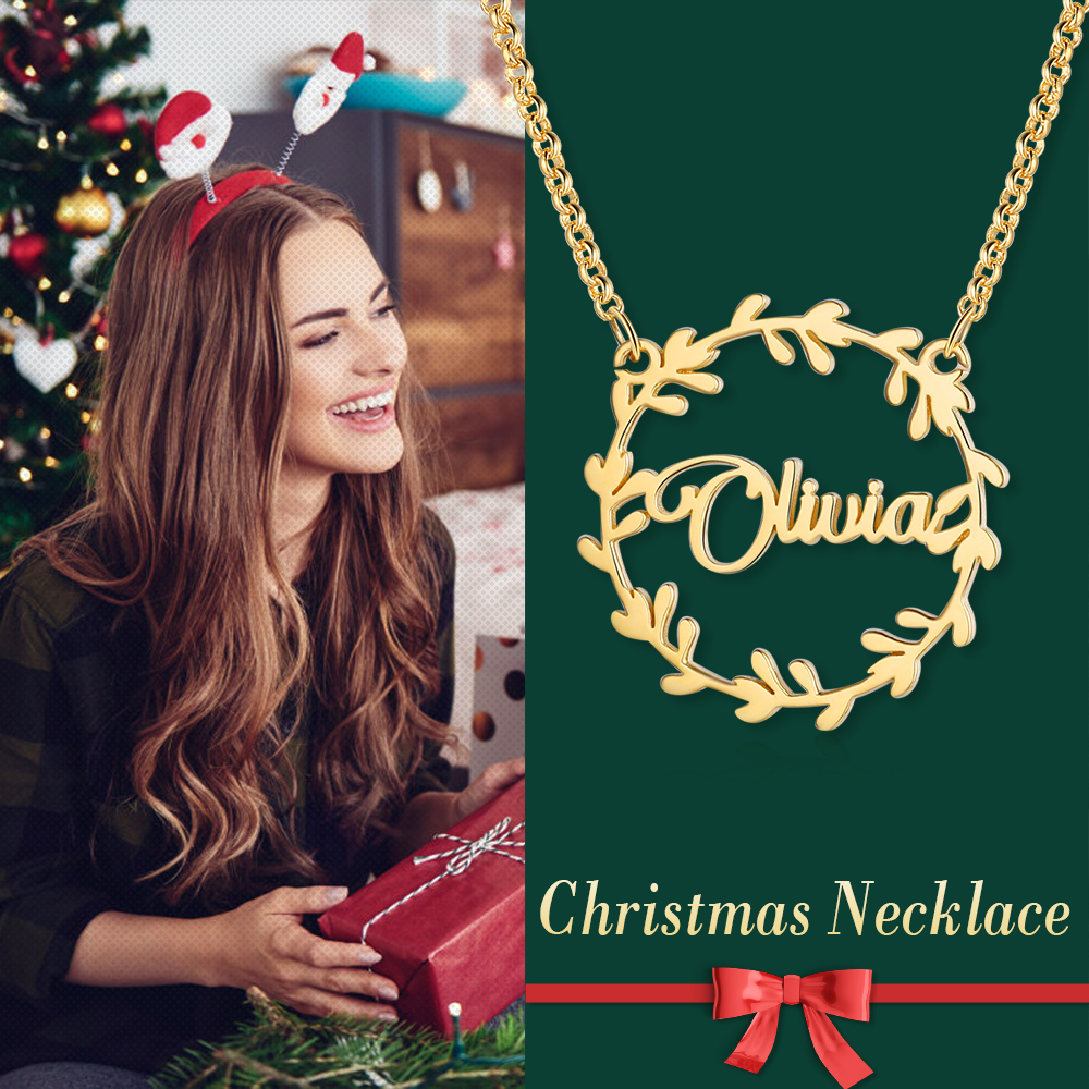 Christmas Wreath Name Necklace Personalised 1-4 Name Necklaces-Jessemade AU